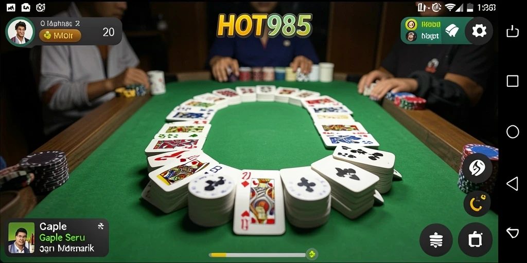 Tangkapan layar gameplay Gaple di HOT985 yang menampilkan keseruan bermain.