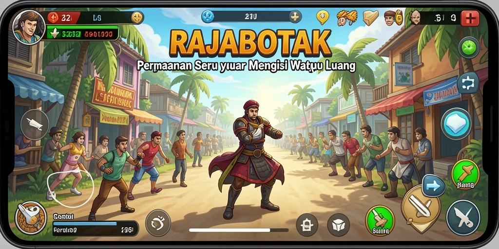Screenshot utama RAJABOTAK menampilkan tampilan permainan yang ceria.