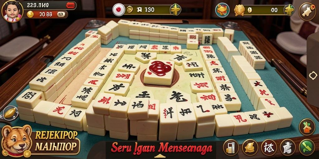 Screenshot gameplay REJEKIPOP yang menampilkan serunya bermain Mahjong.