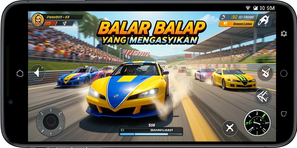 Screenshot utama S80 menampilkan aksi balap yang seru dan mendebarkan.