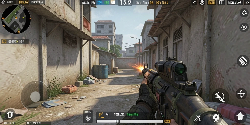 Gambar menangkap momen intens dalam gameplay TOGEL62, menyoroti aksi FPS yang seru.