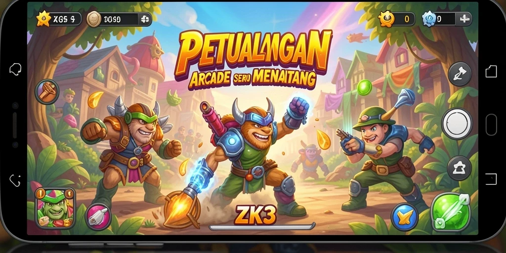 Tampilan gameplay seru dengan tantangan arcade menanti pemain.
